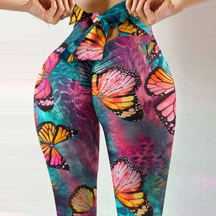 Bow Workout Yoga Pants Print Elegant